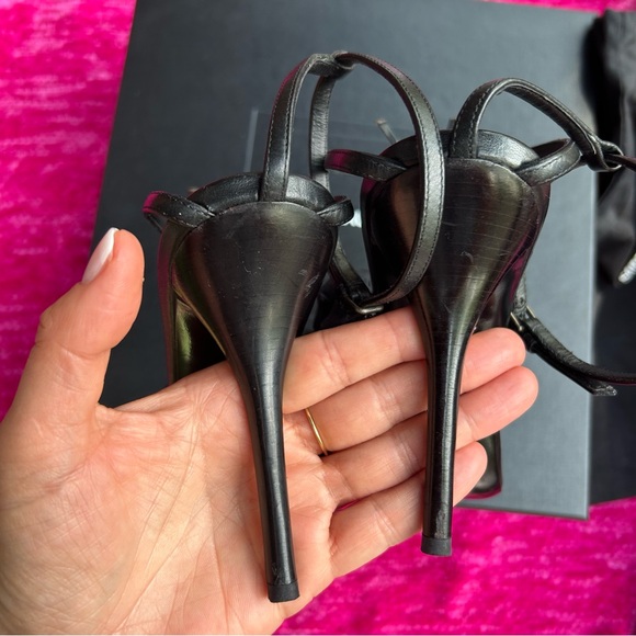 100% Auth YSL Cassandra 110 heels black/gold bronze size 37/7 TTS box and bags - Picture 8 of 16